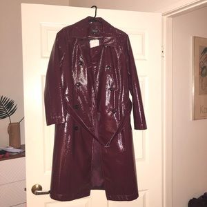 Top Shop Vinyl Burgundy Trench